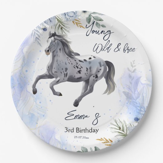 若い野生と自由なギャロピンアパルーサ誕生日 ペーパープレート (正面)