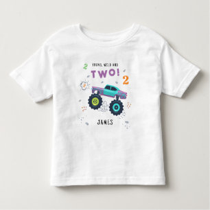 若い野生と2歳の誕生日キッズモンスターカー トドラーTシャツ