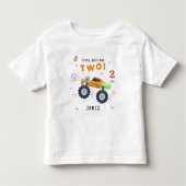 若い野生と2歳の誕生日キッズモンスターカー トドラーTシャツ (正面)