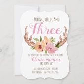 若い野生と3つのアントラーの誕生日 招待状 (正面)
