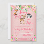 若い野生と3つのウッドランドの女の子の招待状。 招待状 (正面)
