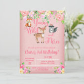 若い野生と3つのウッドランドの女の子の招待状。 招待状 (スタンド正面)