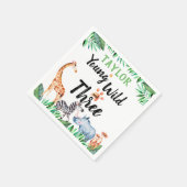 若い野生と3つのサファリ動物の第3誕生日 スタンダードカクテルナプキン (角)