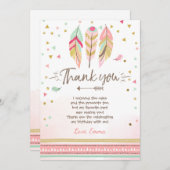 若い野生と3つのサンキューカード羽ボホ サンキューカード (正面/裏面)