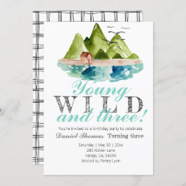 若い野生と3つの山の誕生日招待状 招待状