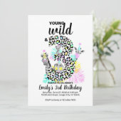 若い野生と3つの野生の3番目の誕生日の招待 招待状 (スタンド正面)
