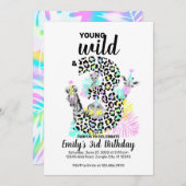 若い野生と3つの野生の3番目の誕生日の招待 招待状 (正面/裏面)