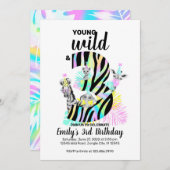 若い野生と3つの野生の3番目の誕生日の招待 招待状 (正面/裏面)