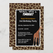 若い野生と3人のキリン·サファリの誕生パーティー 招待状 (正面/裏面)