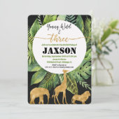 若い野生の3人の少年誕生日の招待金ゴールド 招待状 (スタンド正面)