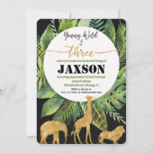 若い野生の3人の少年誕生日の招待金ゴールド 招待状 (正面)