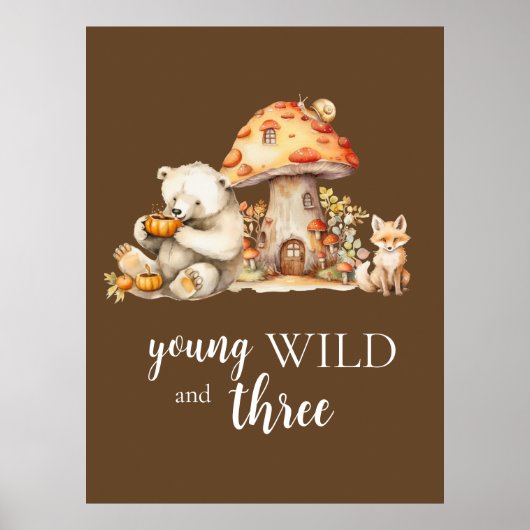 若い野生動物と三匹の森林動物 ポスター (正面)