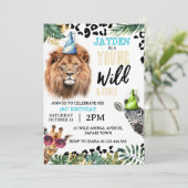 若い野生動物と3つのサファリ動物の3番目の誕生日 招待状 (スタンド正面)