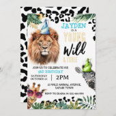 若い野生動物と3つのサファリ動物の3番目の誕生日 招待状 (正面/裏面)