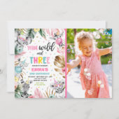 若い野生動物と3匹のサファリジャングル動物のパーティー 招待状 (正面)