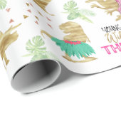 若い野生&ザリーピンク金ゴールド恐竜誕生日 ラッピングペーパー (ロールコーナー)