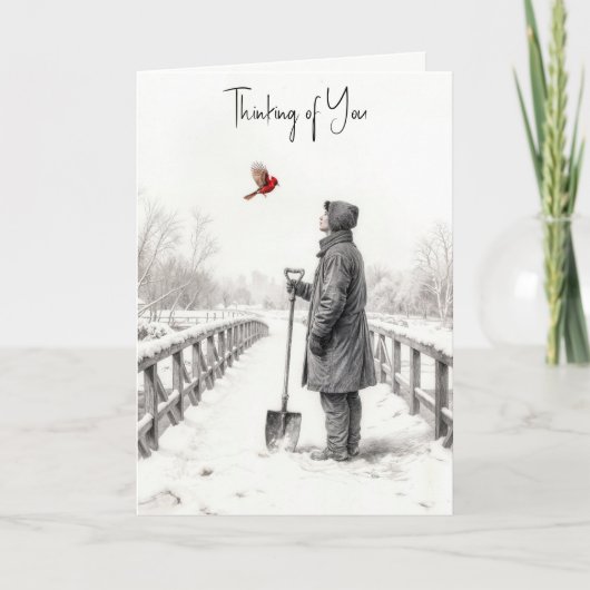 若い青年とカーディナルの思い出 カード (正面)