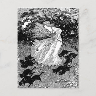 若い魔女と黒猫 ポストカード