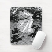 若い魔女と黒猫 マウスパッド (マウス)