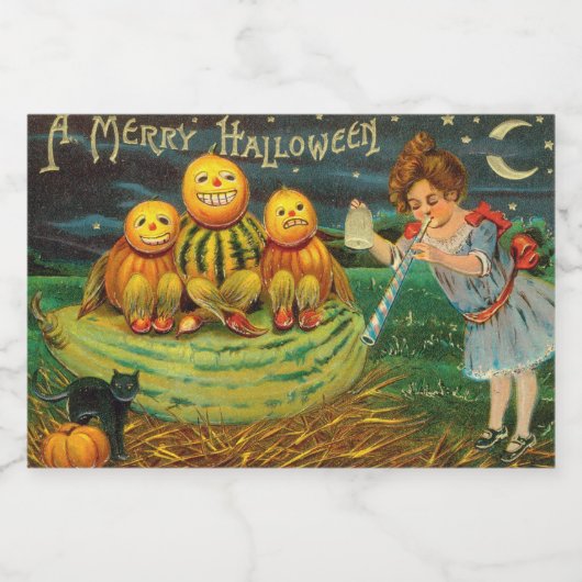 若い魔女の醸造：マジック祭壇のカボチャの男性 フードラベル (シングルラベル)