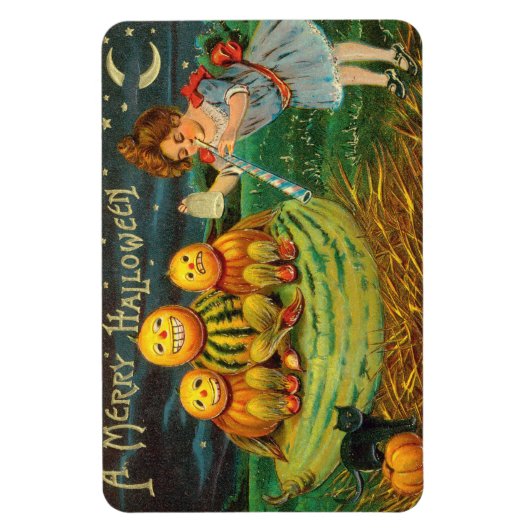 若い魔女の醸造:マジック祭壇のカボチャの男性 マグネット (縦)