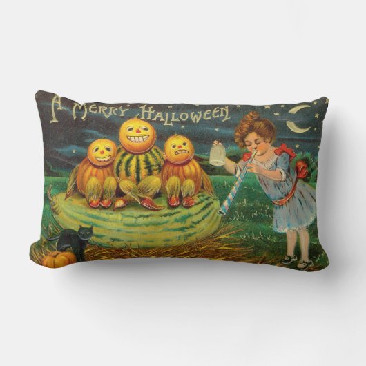 若い魔女の醸造:マジック祭壇のカボチャの男性 ランバークッション (正面)