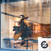 若い魔女はベソームのベクトルアートを歩いて座っていた ウィンドウサイン (カフェ窓)