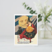 若い魔女は満月でカボチャを持っている ポストカード (スタンド正面)