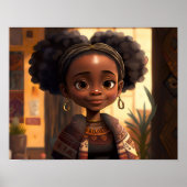 若い黒人の女の子を元気祝づける文化 ポスター (正面)