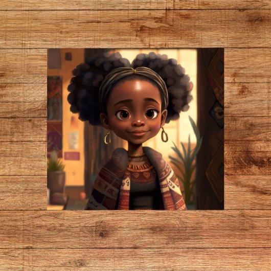 若い黒人の女の子を元気祝づける文化 ポスター