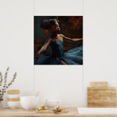 若い黒人バレリーナの休息 ポスター (キッチン)