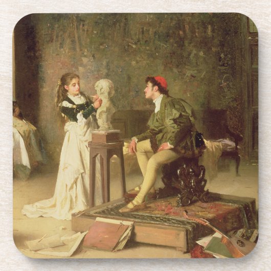 若いSculptress (キャンバスの油) コースター (正面)