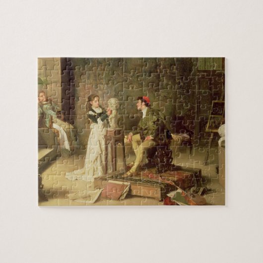 若いSculptress (キャンバスの油) ジグソーパズル (横)