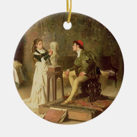 若いSculptress (キャンバスの油) セラミックオーナメント (正面)