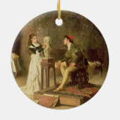 若いSculptress (キャンバスの油) セラミックオーナメント (裏面)