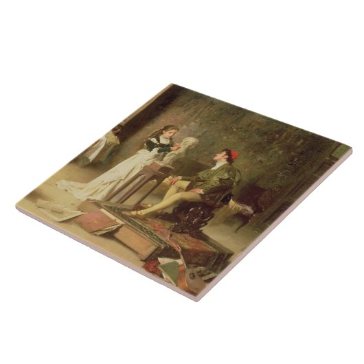 若いSculptress (キャンバスの油) タイル (側面)