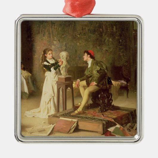 若いSculptress (キャンバスの油) メタルオーナメント (正面)