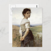 若いShepherdess -若い女の子 ポストカード (正面/裏面)