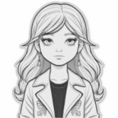 若お洒落い夢想家のポートレート シール (正面)