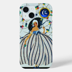 若お洒落女の子美しいファッションブルーモノグラム iPhone 15ケース