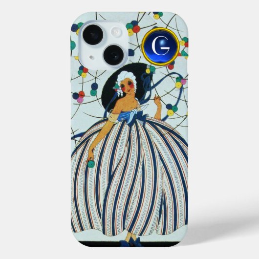 若お洒落女の子美しいファッションブルーモノグラム Case-Mate iPhoneケース (裏面)