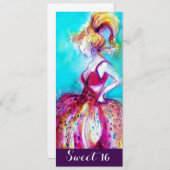 若お洒落女の子SWEET 16誕生日パーティー 招待状 (正面/裏面)