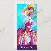 若お洒落女の子SWEET 16誕生日パーティー 招待状 (正面)