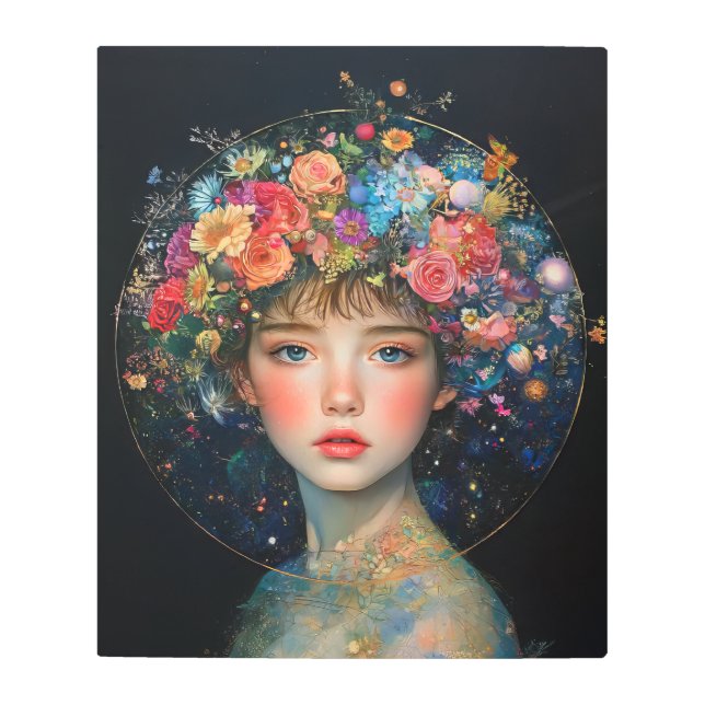 若お洒落女 メタルプリント (正面)