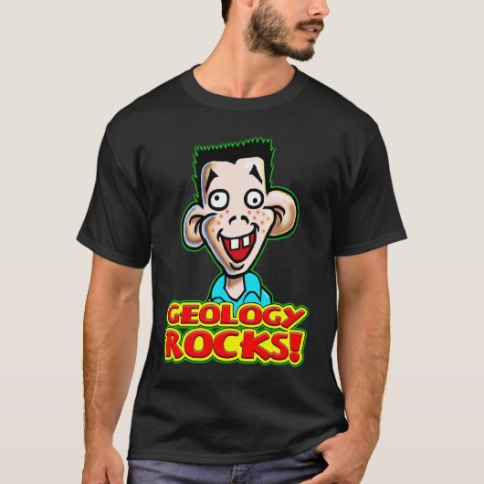 若き学生ディッキー・ディンガス、地質学は最高だと言う Tシャツ (正面)