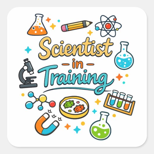 若き科学者の卵さんへの招待 スクエアシール (正面)