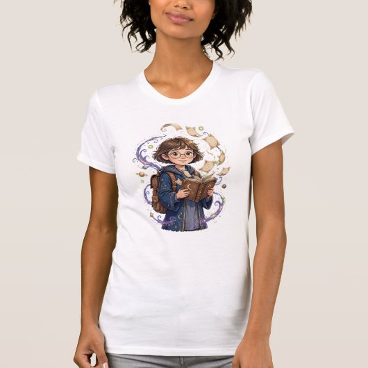 若き魔法使いの学生 - 神秘的な天体 Tシャツ (正面)
