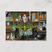 若き魔法使いの幻想的な図書館の本とドラゴン 名刺 (正面)