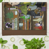 若き魔法使いの幻想的な図書館の本のドラゴン キッチンタオル (折り畳み)
