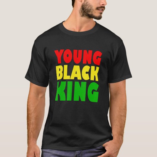 若き黒人の王 アフロアメリカン ブラックヘリテージ アフロ Tシャツ (正面)